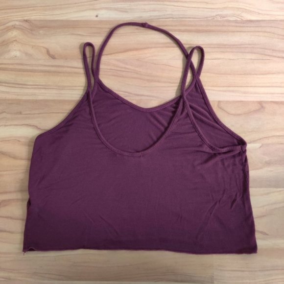 🎈4 for $40🎈Brandy Melville Maroon Strappy cotton blend Sonya Crop Tank - Picture 3 of 7